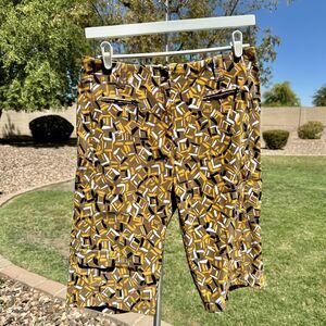 Vintage Jamie Sadock Bermuda Golf Shorts Orange And Black Print Size 8